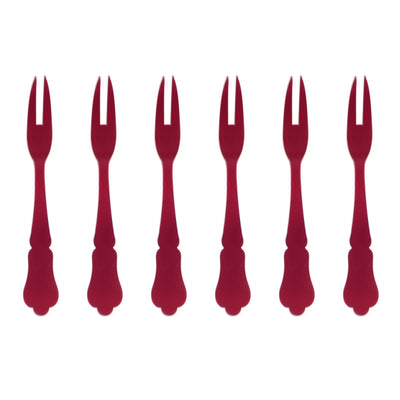 Sabre Honorine 6-Piece Cocktail Fork Set, Red - Kitchen Universe