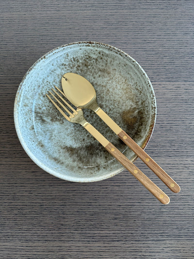 Sabre Bistrot Gold Serving Set, Teak - Kitchen Universe