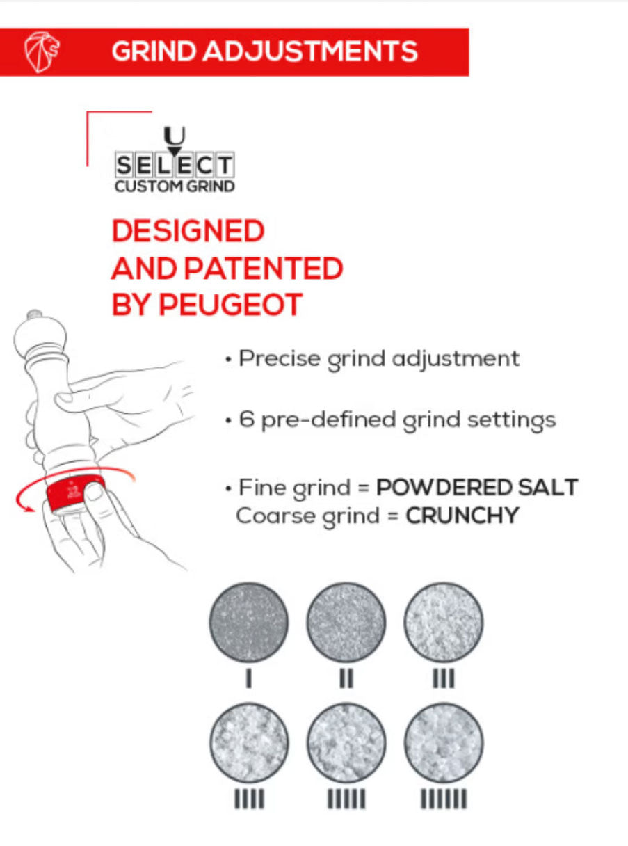 Peugeot Paris u'Select Pepper & Salt Mill, Passion Red Lacquer 7-in