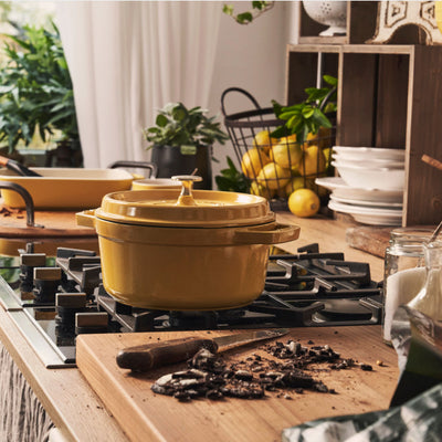 Staub Cast Iron Round Dutch Oven Cocotte Oven 5.5-qt, Citron