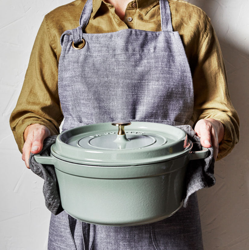 Staub Cast Iron Round Dutch Oven Cocotte 5.5-qt, White Truffle