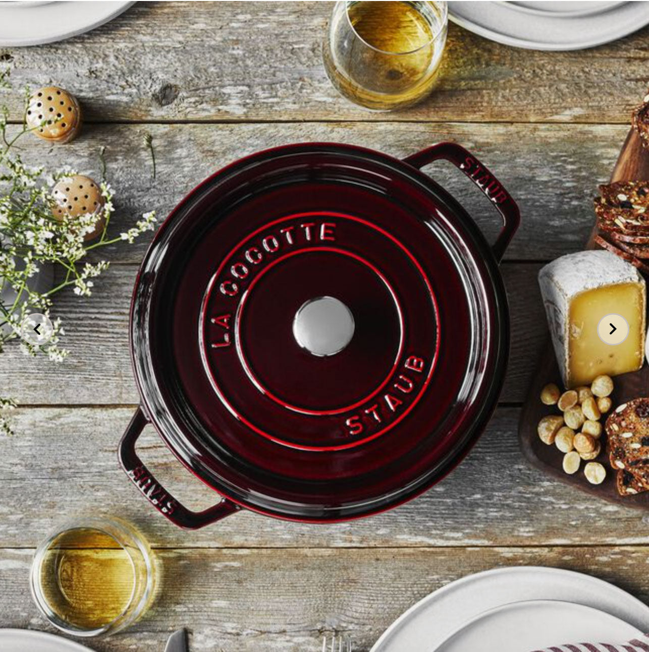 Staub Cast Iron Round Cocotte Oven 7-Quart, Grenadine