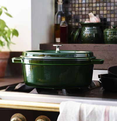 Staub Cast Iron Oval Coq au Vin Cocotte 5.75 qt, Cherry Red