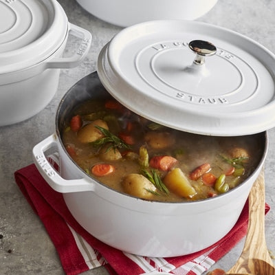 Staub Cast Iron Round Dutch Oven 4 qt, White