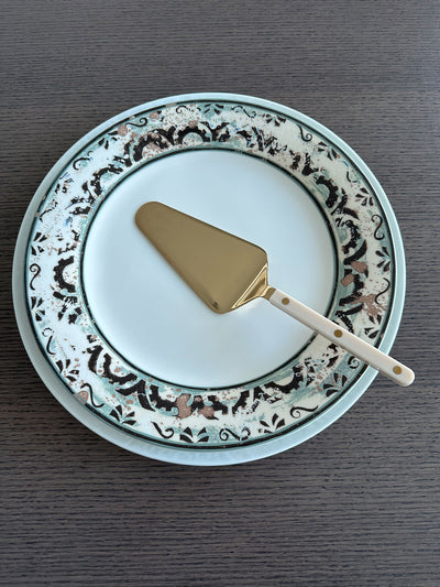 Sabre Bistrot Gold Tart Server, Ivory - Kitchen Universe