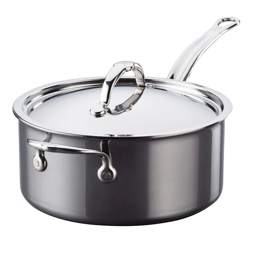 Hestan NanoBond Titanium Stainless Steel Sauce Pan With Helper Handle and Lid, 4-Quart