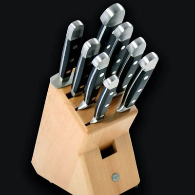 Gude Alpha Series 10-Piece Knife Block Set, Black Hostaform Handle - Kitchen Universe