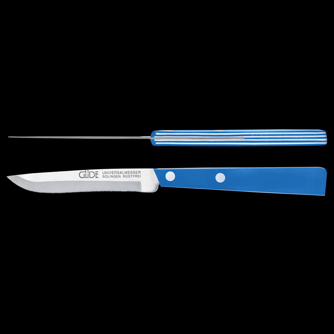 Gude Universal Knife With  White / Blue Hostaform Handle, 4-In - Kitchen Universe