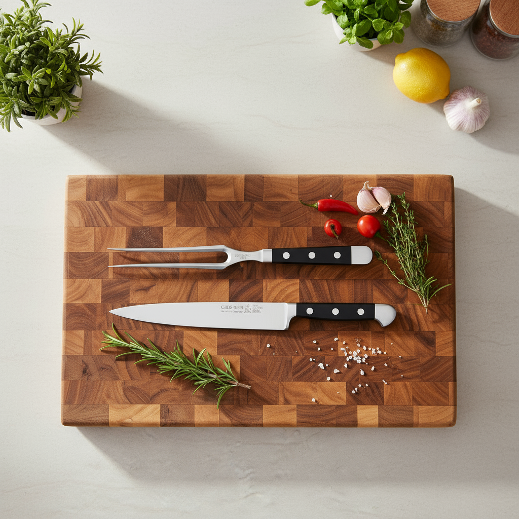 Gude Alpha 2-Piece Carving Set With Black Hostaform Handle