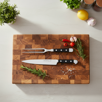 Gude Alpha 2-Piece Carving Set With Black Hostaform Handle