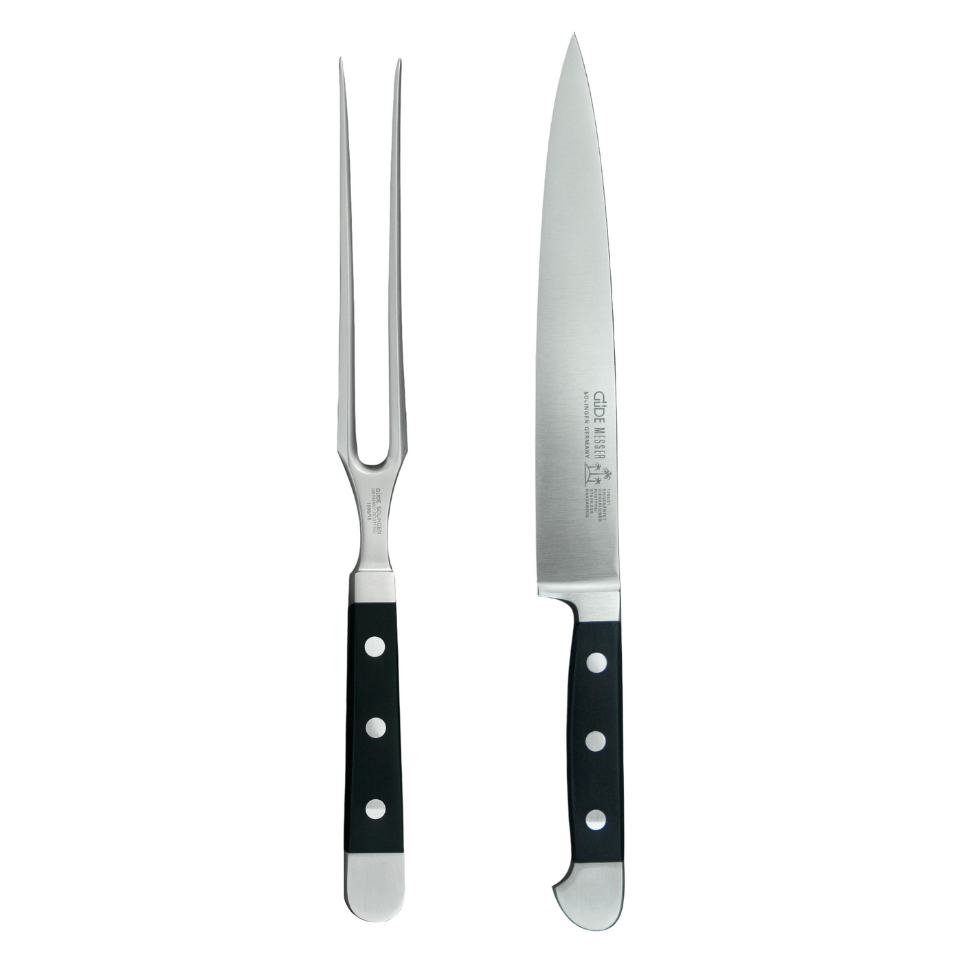 Gude Alpha 2-Piece Carving Set With Black Hostaform Handle
