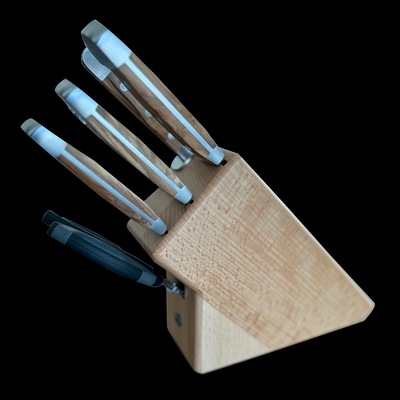 Gude Alpha Olive Series 8-Piece Knife Block Set, Olivewood Handle - Kitchen Universe