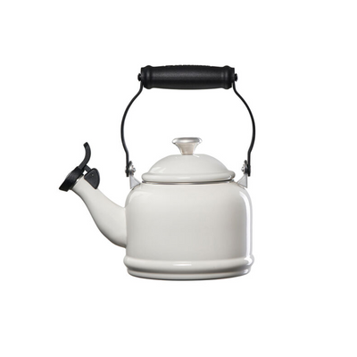 Le Creuset Enamel On Steel Demi Kettle With Stainless Steel Knob, 1.25 quart, White - Kitchen Universe