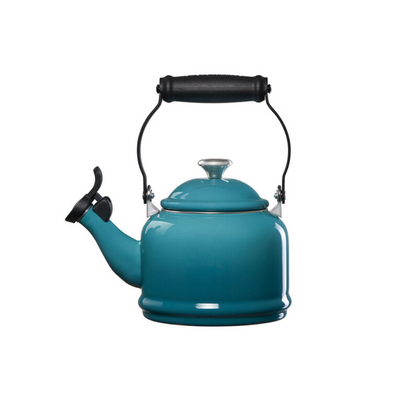 Le Creuset Enamel On Steel Demi Kettle With Stainless Steel Knob, 1.25 quart, Caribbean - Kitchen Universe