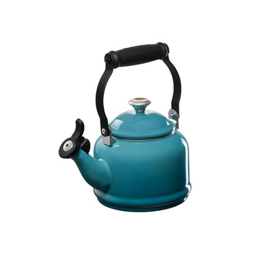 Le Creuset Enamel On Steel Demi Kettle With Stainless Steel Knob, 1.25 quart, Caribbean - Kitchen Universe