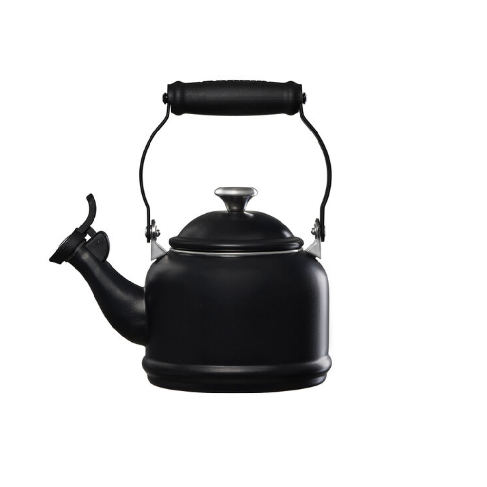 Le Creuset Enamel On Steel Demi Kettle With Stainless Steel Knob, 1.25 quart, Licorice - Kitchen Universe