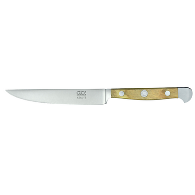 Gude Alpha Olive Series Forged Double Bolster Serrated Steak Knife With Olivewood Handle, 4.5-in - Kitchen Universe