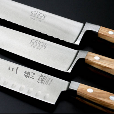 Gude Alpha Olive Santoku Knife With Olivewood Handle, 7-in. - Kitchen Universe