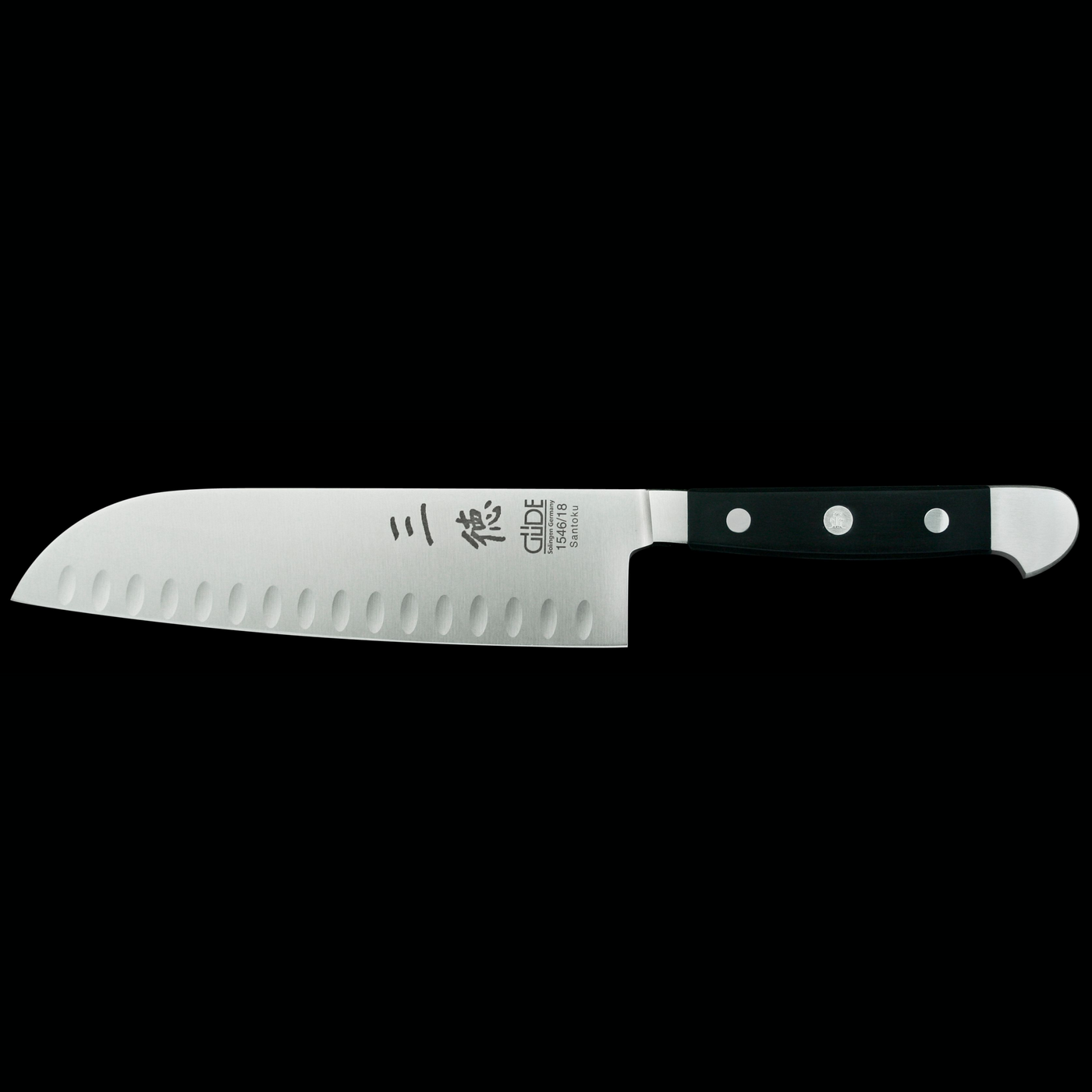 Gude Alpha Santoku Knife With Black Hostaform Handle, 7-in - Kitchen Universe