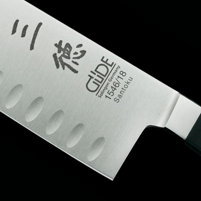 Gude Alpha Santoku Knife With Black Hostaform Handle, 7-in - Kitchen Universe