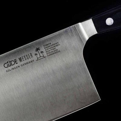 Gude Alpha Cleaver Knife With Black Hostaform Handle, 7-in. - Kitchen Universe