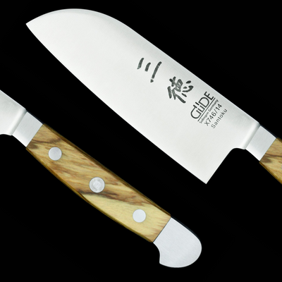 Gude Alpha Olive Santoku Knife With Olivewood Handle, 5-in. - Kitchen Universe