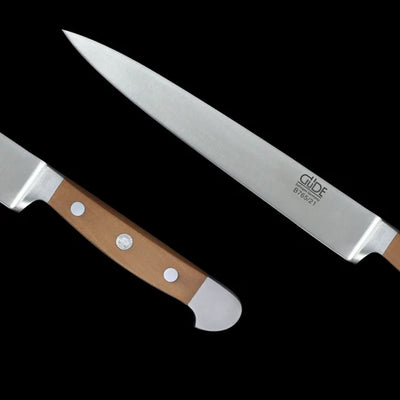 Gude Alpha Pear Series Forged Double Bolster Carving Knife With Luxury Pear Wood Handle, 8-in - Kitchen Universe