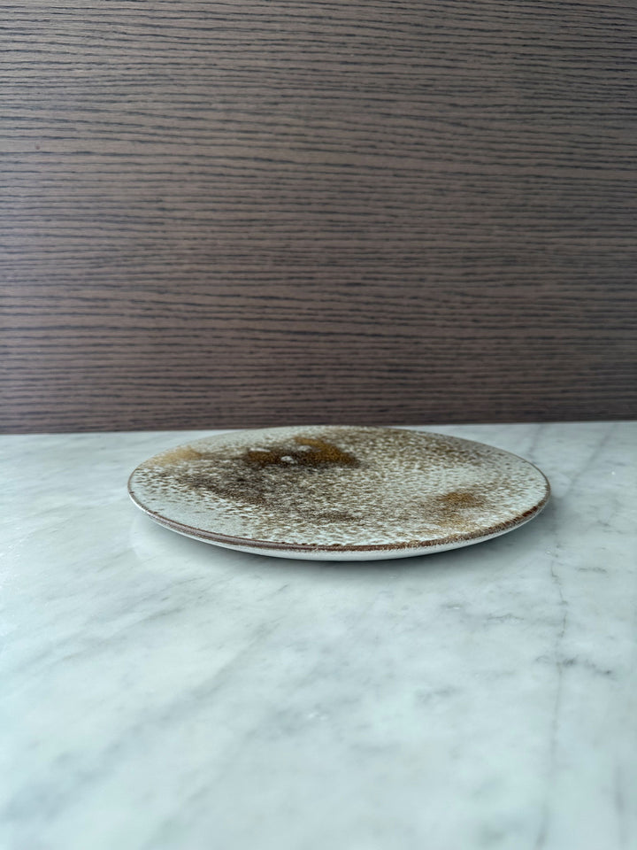 K.H Wurtz Flat Medium Salad Plate 9-in, White & Brown K.H Wurtz Flat Medium Salad Plate 9-in, White & Brown