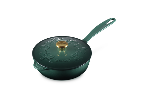 Le Creuset Enameled Cast Iron Holly Collection Traditional Saucier with Lid, 2.25-Quart - Kitchen Universe