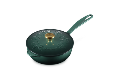 Le Creuset Enameled Cast Iron Holly Collection Traditional Saucier with Lid, 2.25-Quart - Kitchen Universe