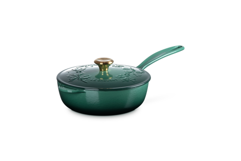 Le Creuset Enameled Cast Iron Holly Collection Traditional Saucier with Lid, 2.25-Quart - Kitchen Universe