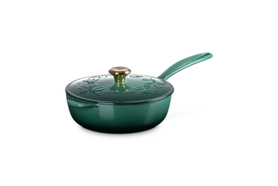 Le Creuset Enameled Cast Iron Holly Collection Traditional Saucier with Lid, 2.25-Quart - Kitchen Universe