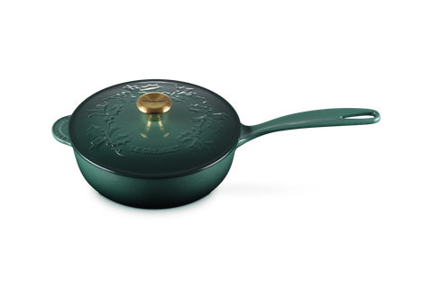 Le Creuset Enameled Cast Iron Holly Collection Traditional Saucier with Lid, 2.25-Quart - Kitchen Universe