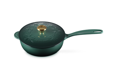 Le Creuset Enameled Cast Iron Holly Collection Traditional Saucier with Lid, 2.25-Quart - Kitchen Universe