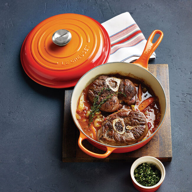 Le Creuset Signature Enameled Cast Iron Cassadou With Lid, 3.75-Quart, Flame - Kitchen Universe