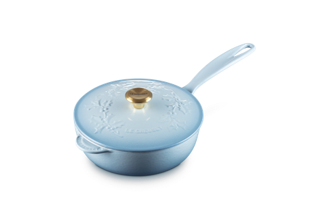 Le Creuset Enameled Cast Iron Holly Collection Traditional Saucier with Lid, 2.25-Quart - Kitchen Universe