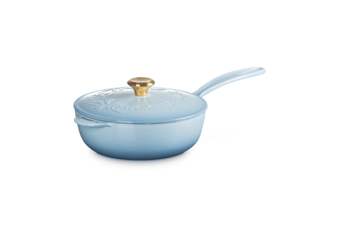 Le Creuset Enameled Cast Iron Holly Collection Traditional Saucier with Lid, 2.25-Quart - Kitchen Universe