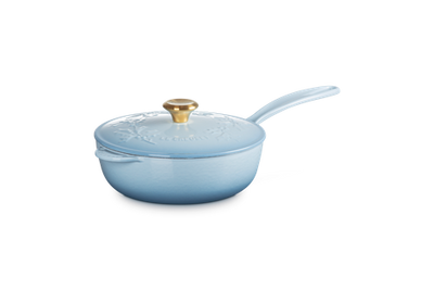 Le Creuset Enameled Cast Iron Holly Collection Traditional Saucier with Lid, 2.25-Quart - Kitchen Universe