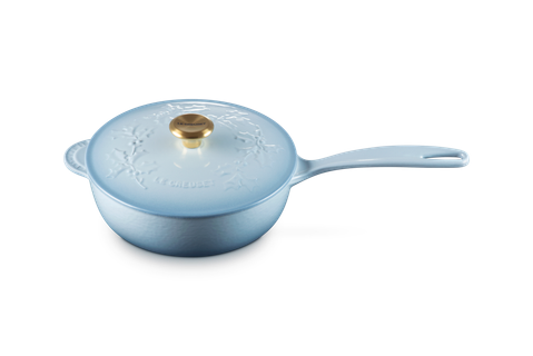 Le Creuset Enameled Cast Iron Holly Collection Traditional Saucier with Lid, 2.25-Quart - Kitchen Universe