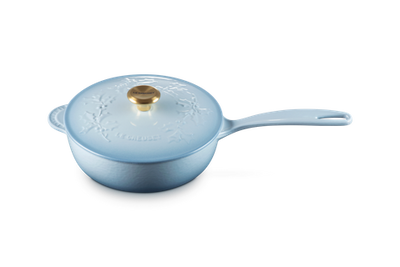 Le Creuset Enameled Cast Iron Holly Collection Traditional Saucier with Lid, 2.25-Quart - Kitchen Universe