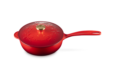 Le Creuset Enameled Cast Iron Holly Collection Traditional Saucier with Lid, 2.25-Quart - Kitchen Universe