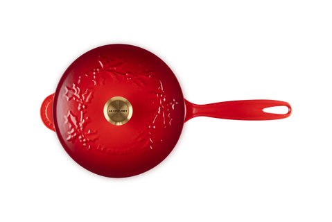 Le Creuset Enameled Cast Iron Holly Collection Traditional Saucier with Lid, 2.25-Quart - Kitchen Universe