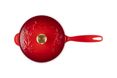 Le Creuset Enameled Cast Iron Holly Collection Traditional Saucier with Lid, 2.25-Quart - Kitchen Universe