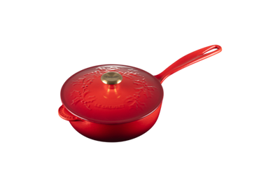 Le Creuset Enameled Cast Iron Holly Collection Traditional Saucier with Lid, 2.25-Quart - Kitchen Universe