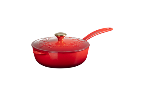 Le Creuset Enameled Cast Iron Holly Collection Traditional Saucier with Lid, 2.25-Quart - Kitchen Universe