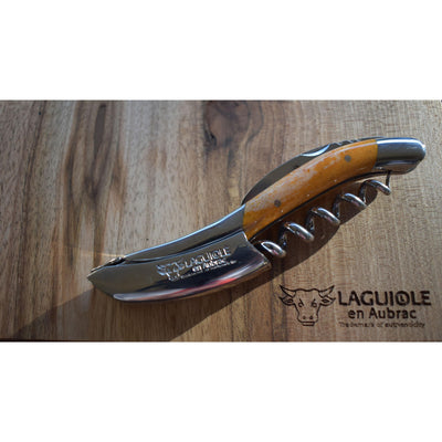 Laguiole en Aubrac Deluxe Sommelier Waiter's Corkscrew with Orange Camel Bone Handle - Kitchen Universe