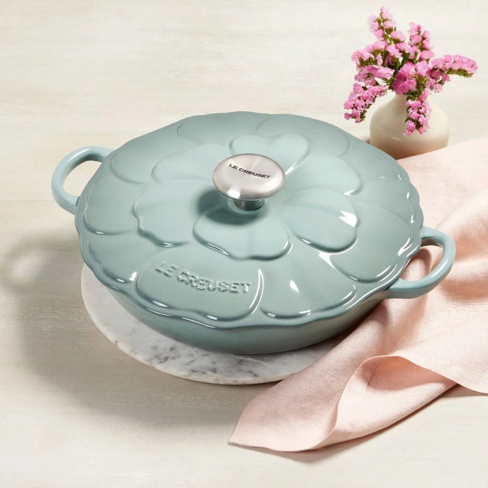 Le Creuset Signature Enameled Cast Iron Flower Braiser, 2.25-Quart, Sea Salt - Kitchen Universe