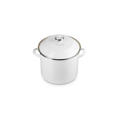 Le Creuset Enamel on Steel Stockpot With Lid, 10-Quart, White