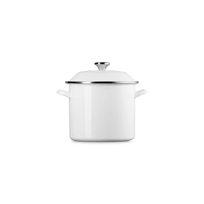 Le Creuset Enamel on Steel Stockpot With Lid, 10-Quart, White