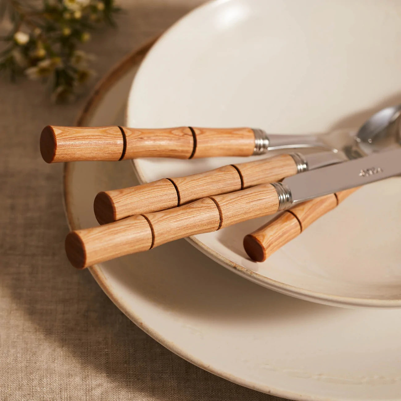 Sabre Bamboo Light Press Wood 5-Piece Flatware Set - Kitchen Universe